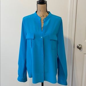 Turquoise Silk Blouse - L